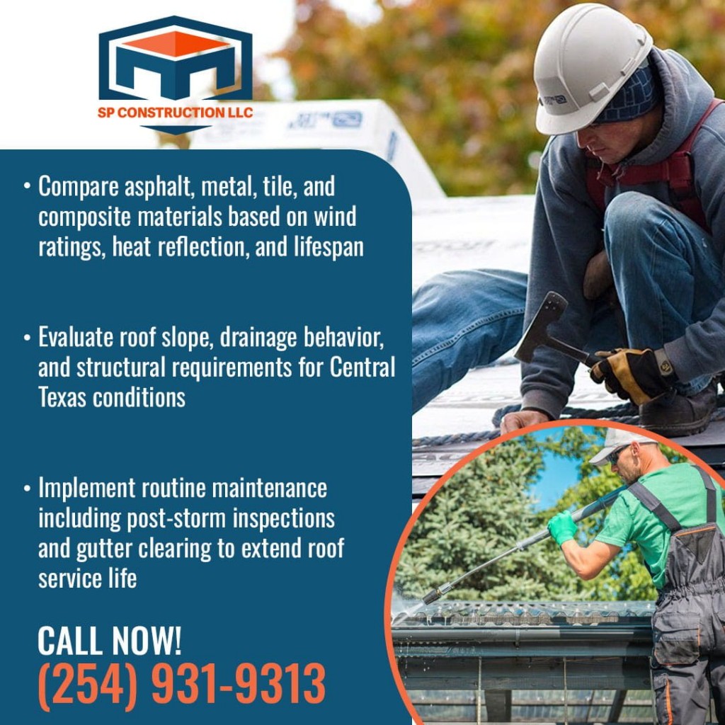 Roofing contractor installing shingles and performing roof cleaning maintenance