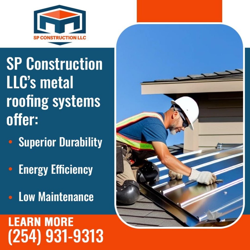 Contractor installing metal roofing panels on a residential roof