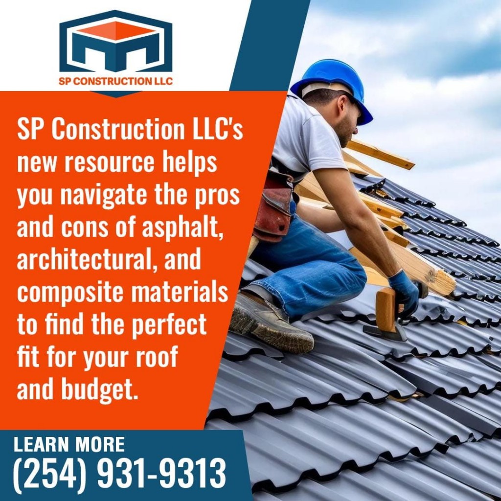 Roofer installing metal roofing while highlighting material options